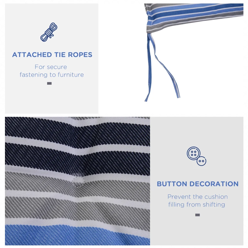 Best Polyester Set Of 2 Swing Chair Cushion Blue Stripes - Image 6