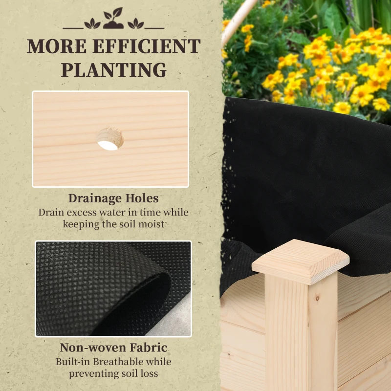 Best Garden Wooden Planters, Rectangular Raised Bed,Flower Box, Fir Wood Indoor/Outdoor, Oak Tone, 86L x 46W x 76Hcm - Image 6
