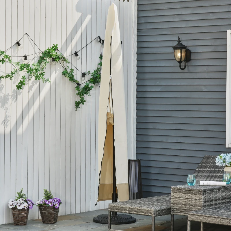 Best Parasol Cover, 600D Oxford Cantilever Umbrella Cover Fit for 2-4m Parasol, Banana Umbrella Protector with Zipper for Outdoor Garden, Patio, White - Image 2