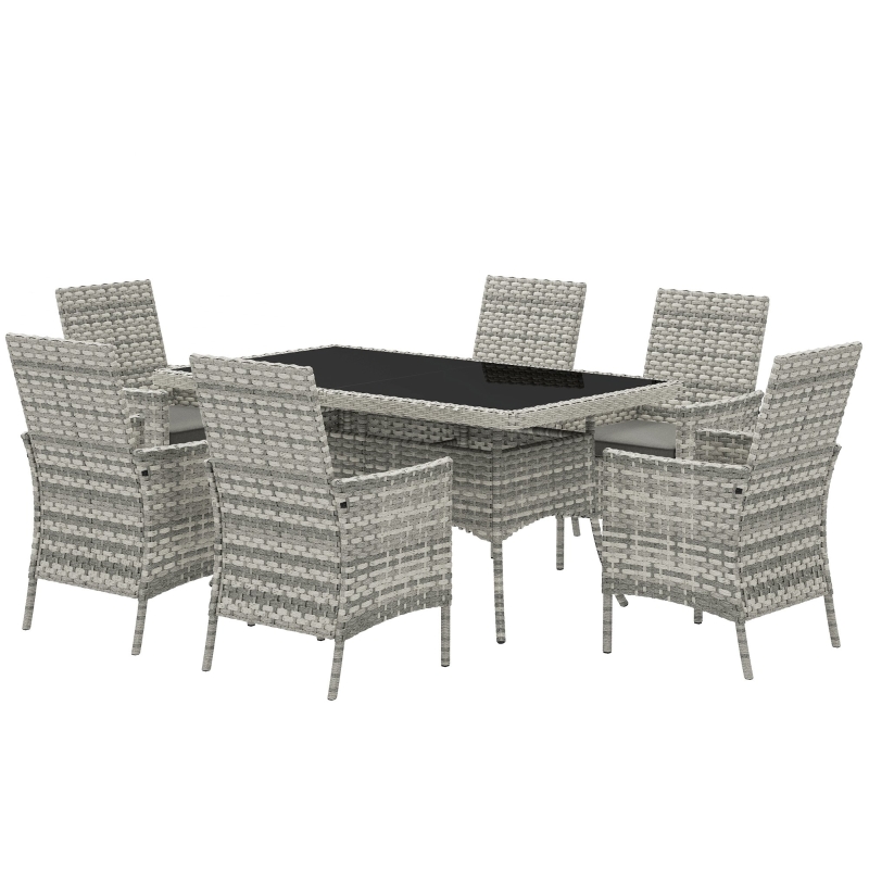 Best Seven-Piece Rattan Dining Set - Mixed-Grey - Image 11