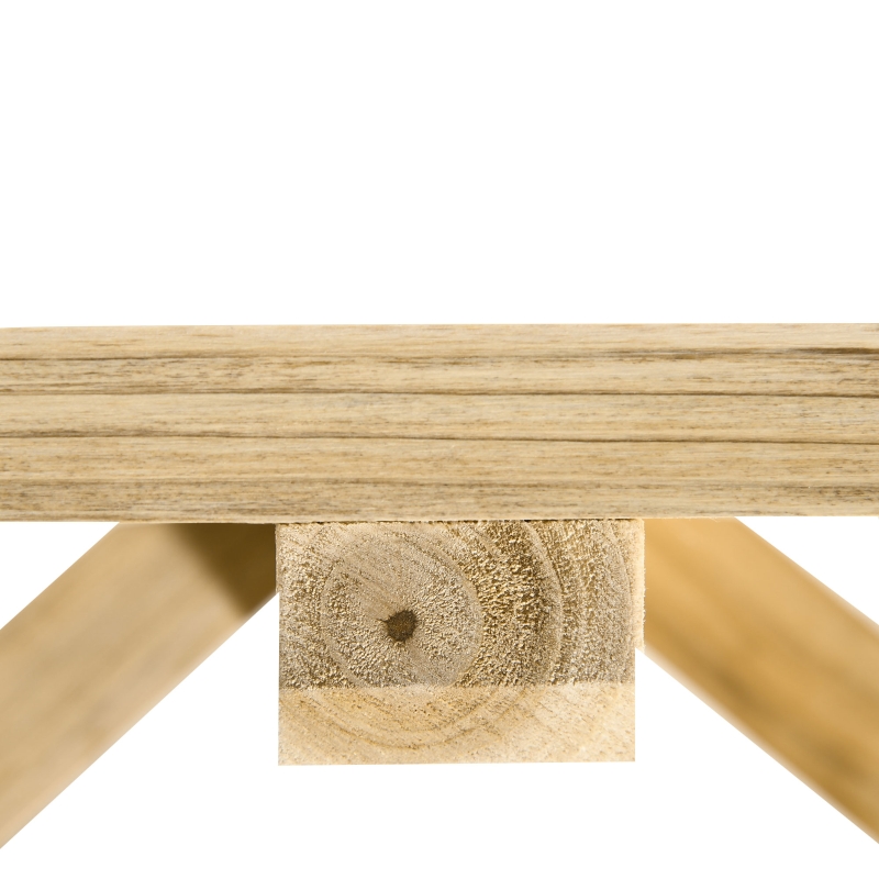 Best 2-Person Garden Bench Rustic Wooden Outdoor Bench with Wheel-Shaped Legs Slatted Seat for Patio Natural Wood Effect - Image 9