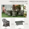 Best Seven-Piece Rattan Dining Set - Grey - Image 4