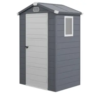 Best 4.4ft x 3.3ft size Aluminium Frame and Plastic Wall Shed, with Foundation - Grey