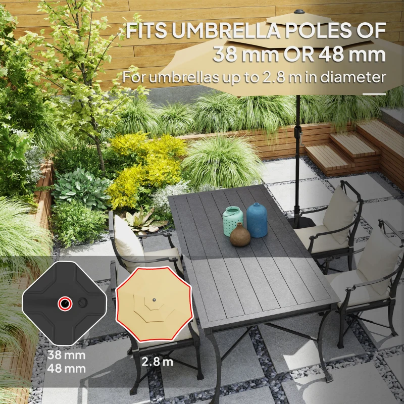 Best Square Garden Parasol Base, Garden Umbrella Stand Heavy Duty Parasol Base, Filled Up to 25kg with Stand or 20kg with Water for for 38, 48 mm Poles, Black - Image 5