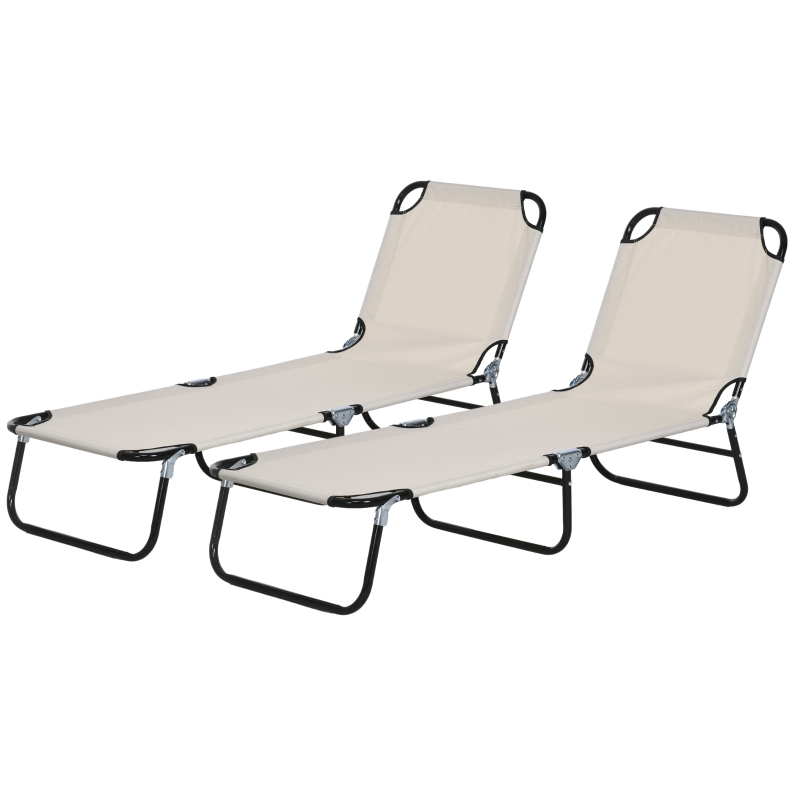 Best Garden Sun Lounger, with Five-Position Back - Cream White - Image 11