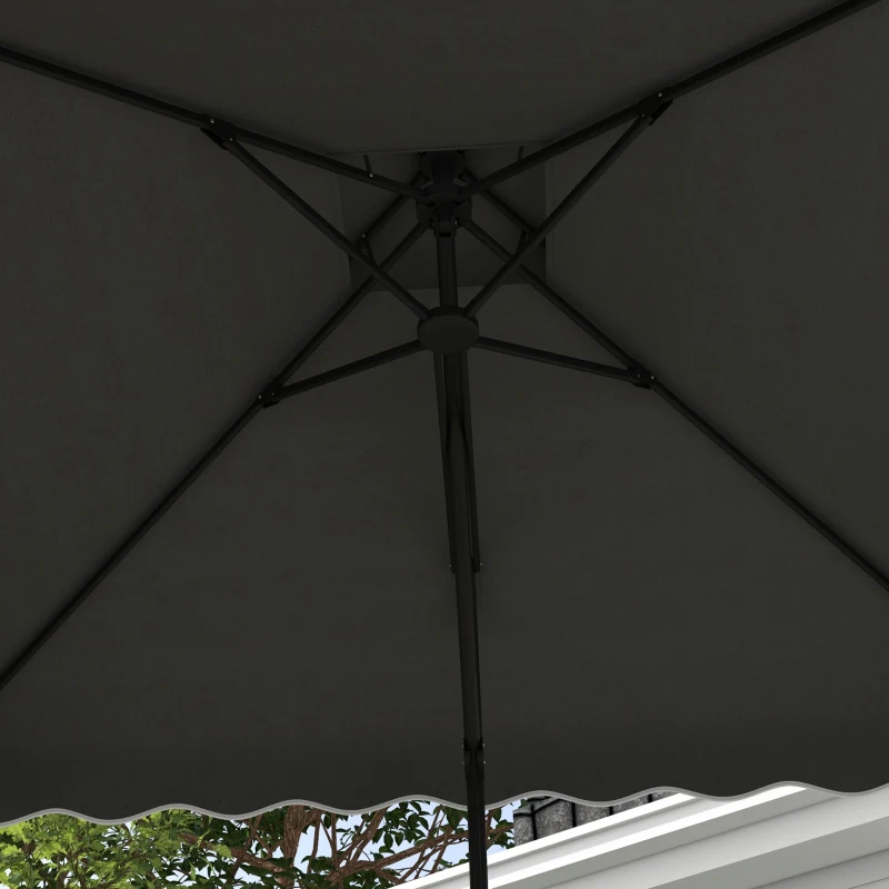 Best 2.5m Square Double Top Garden Parasol Cantilever Umbrella with Ruffles, Dark Grey - Image 8