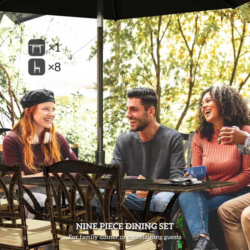 Best Nine-Piece Cast Aluminium Garden Dining Set - Bronze Tone - Image 4