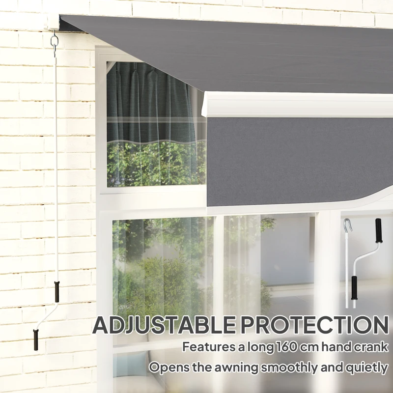 Best 2 x 2.5m Manual Retractable Awning - Dark Grey - Image 5