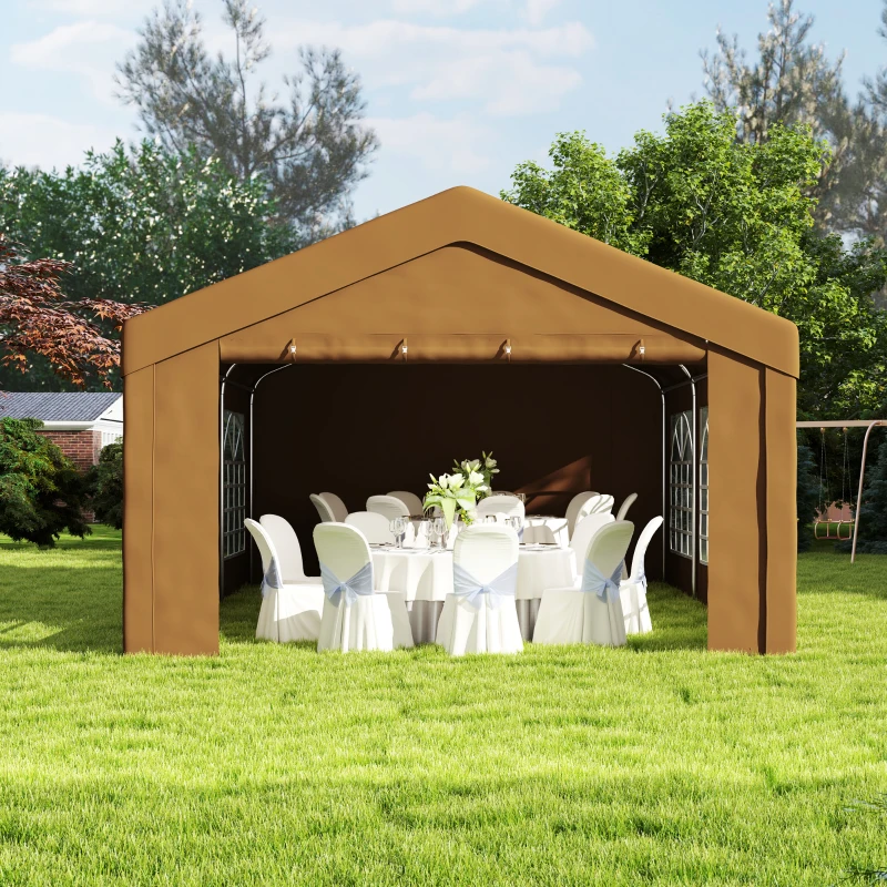 Best 6m x 4m Marquee Party Tent Wedding Canopy, Pop Up Gazebo with Sidewalls, Doors, Windows, Galvanised Garden Gazebo for Parties Events, Yellow - Image 7