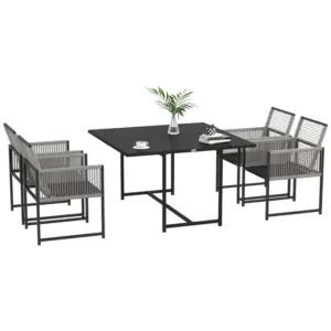 Best Five-Piece Metal Dining Set, with Folding Back Chairs, Light Grey