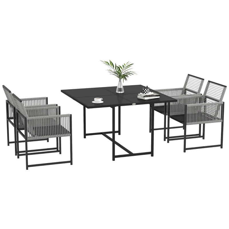 Best Five-Piece Metal Dining Set, with Folding Back Chairs, Light Grey