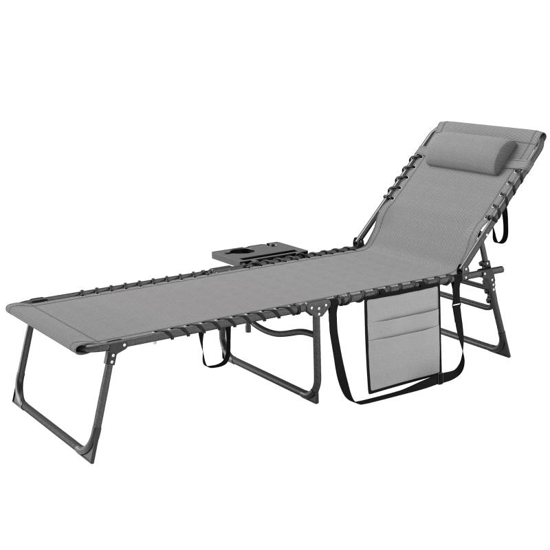 Best Five-Position Reclining Sun Lounger - Grey - Image 11