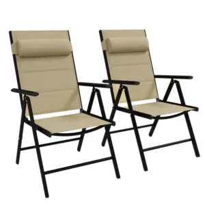 Best Set of Two Padded Garden Chairs - Khaki