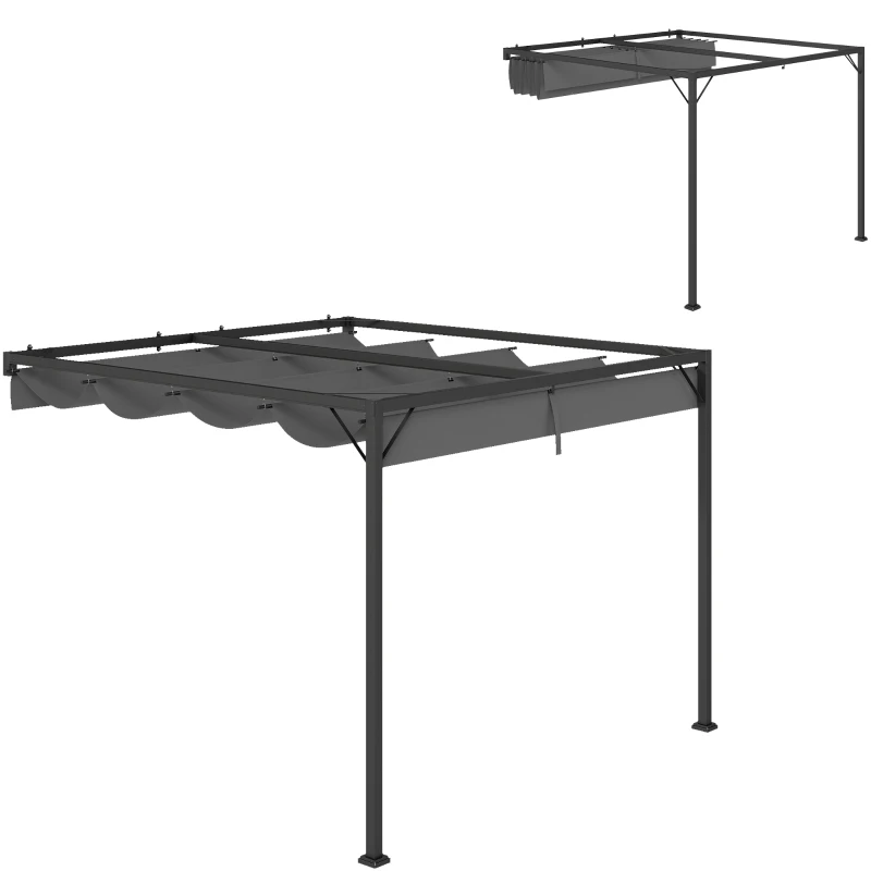 Best 3 x 3(m) Outdoor Pergola with Retractable Canopy - Grey