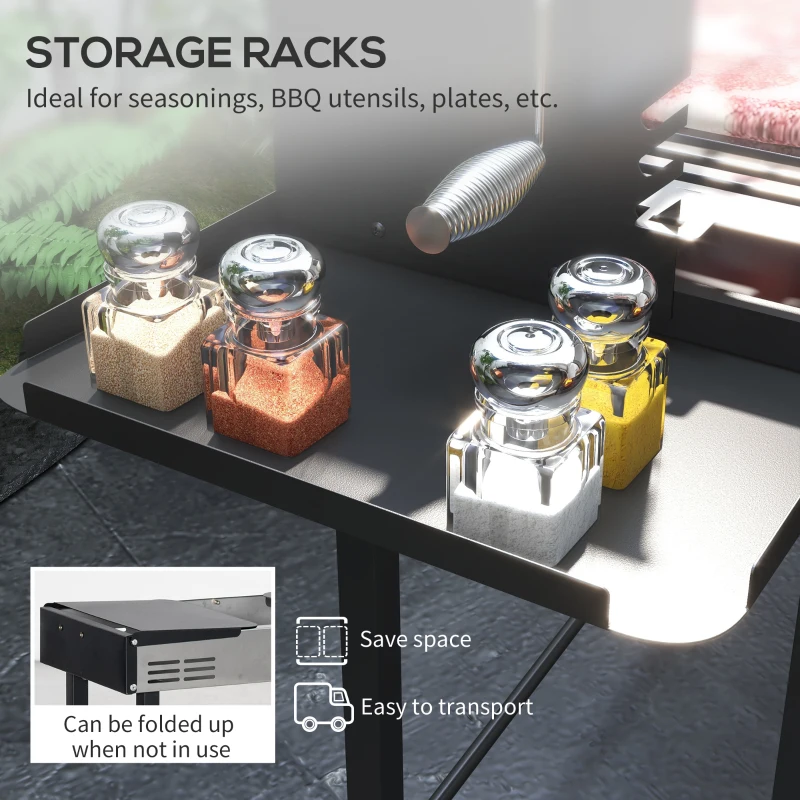 Best BBQ Rotisserie Grill Roaster Charcoal Spit Roasting Machine for Chicken Turkey with 3-Level Grill Grate, Side Shelves - Image 6