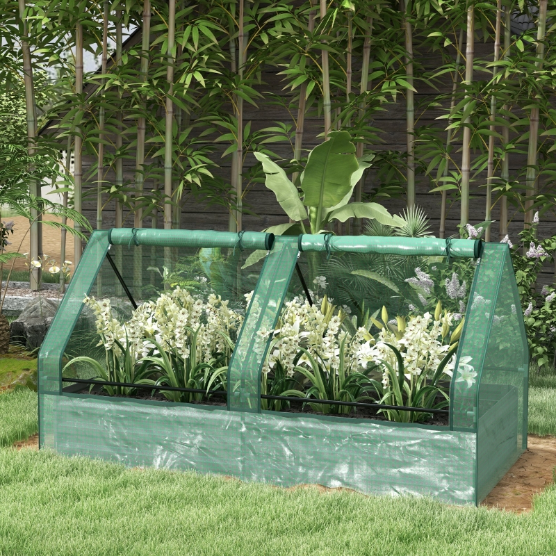 Best Metal Planter Box with Cover, Raised Garden Bed with Greenhouse, for Herbs and Vegetables, Green and Dark Grey - Image 10