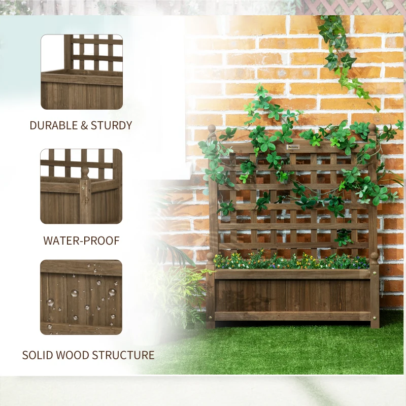 Best Garden Planters with Trellis for Climbing Vines, Wood Raised Beds for Garden, Flower Pot, Indoor Outdoor, Brown - Image 6