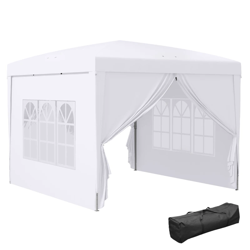 Best 3 x 3m Pop Up Gazebo, Wedding Party Canopy Tent Marquee with Carry Bag and Windows, White
