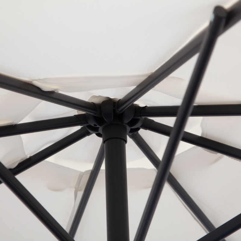 Best 3m Banana Umbrella Parasol, Offset Cantilever Parasol Umbrella with Cross Base, Cream White - Image 11