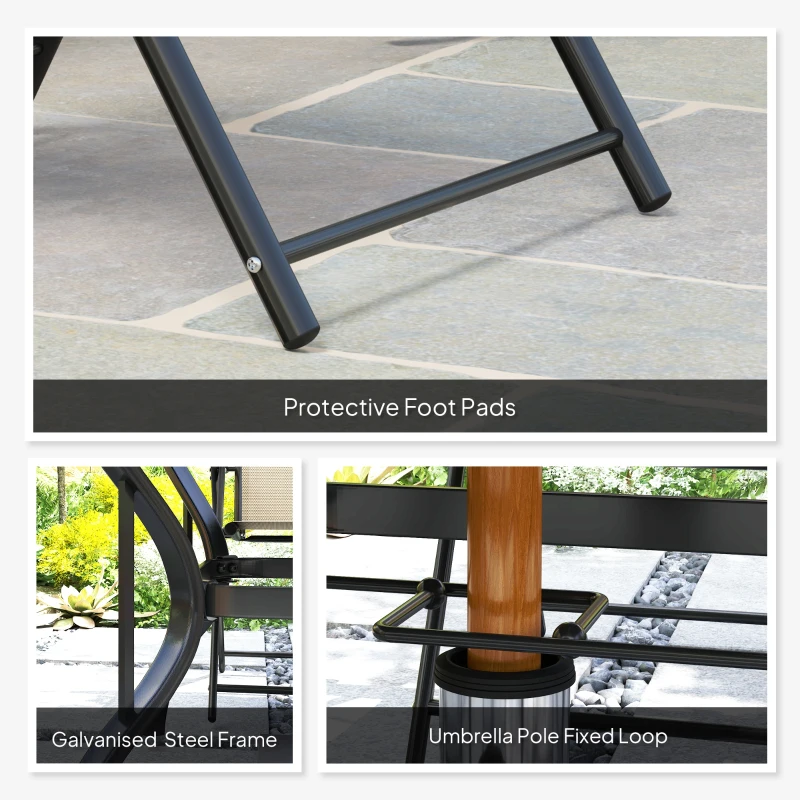 Best Five-Piece Steel Frame Patio Set - Khaki/Black - Image 8
