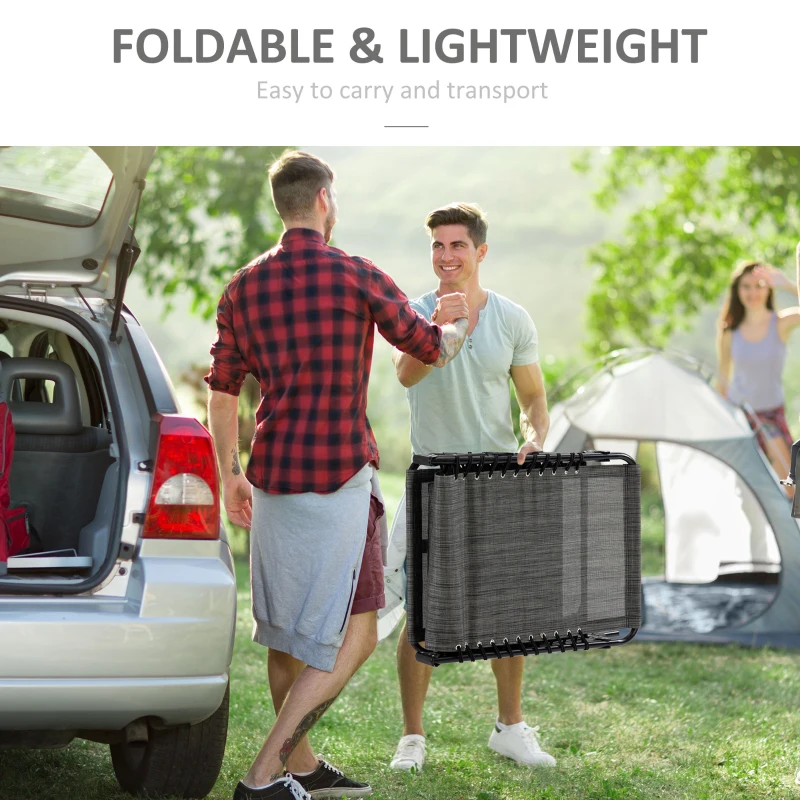 Best Portable Sun Lounger, Folding Camping Bed Cot, Reclining Lounge Chair 5-position Adjustable Backrest with Side Pocket, Pillow for Patio Garden Beach Pool, Mixed Grey - Image 6