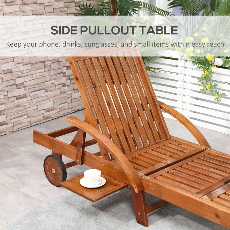 Best Outdoor Garden Patio Wooden Sun Lounger Foldable Recliner Deck Chair Day Bed Furniture with Wheels - Image 6