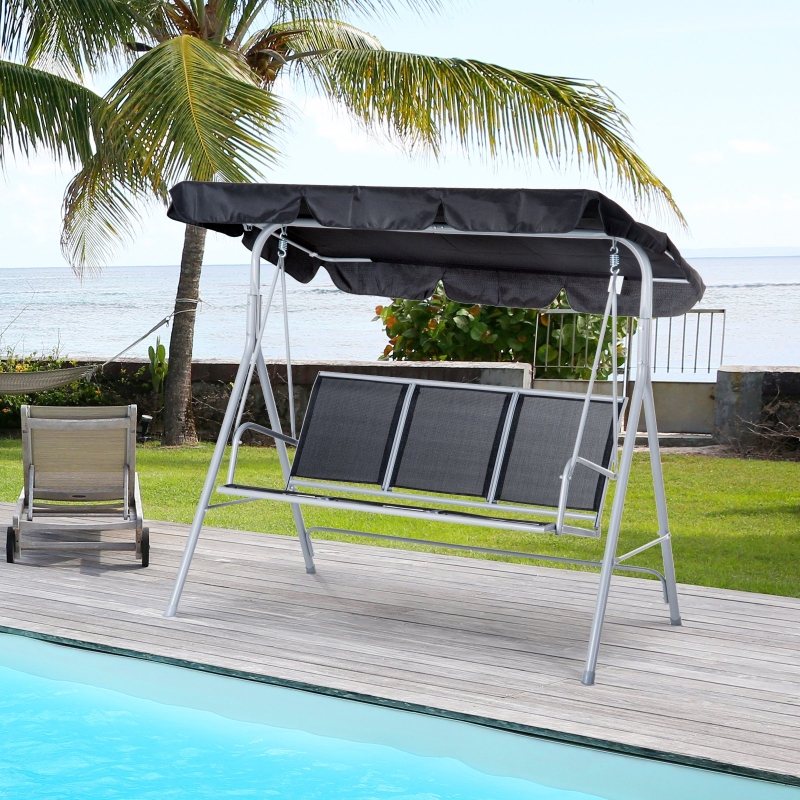 Best Outdoor 3-Seater Swing Chair-Black - Image 12