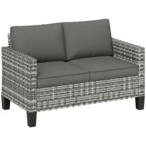 Best Two-Seater Rattan Outdoor Sofa - Light Grey
