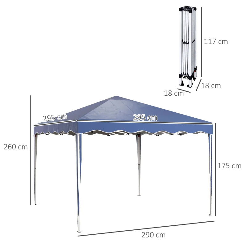 Best 3 x 3cm Adjustable Height Pop-Up Gazebo, with Bag - Blue - Image 3
