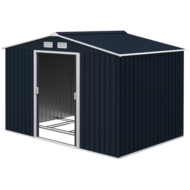 Best 9 x 6ft Metal Garden Shed, Outdoor Storage Tool House with Ventilation Slots, Foundation Kit and Lockable Double Doors, Dark Grey - Image 12