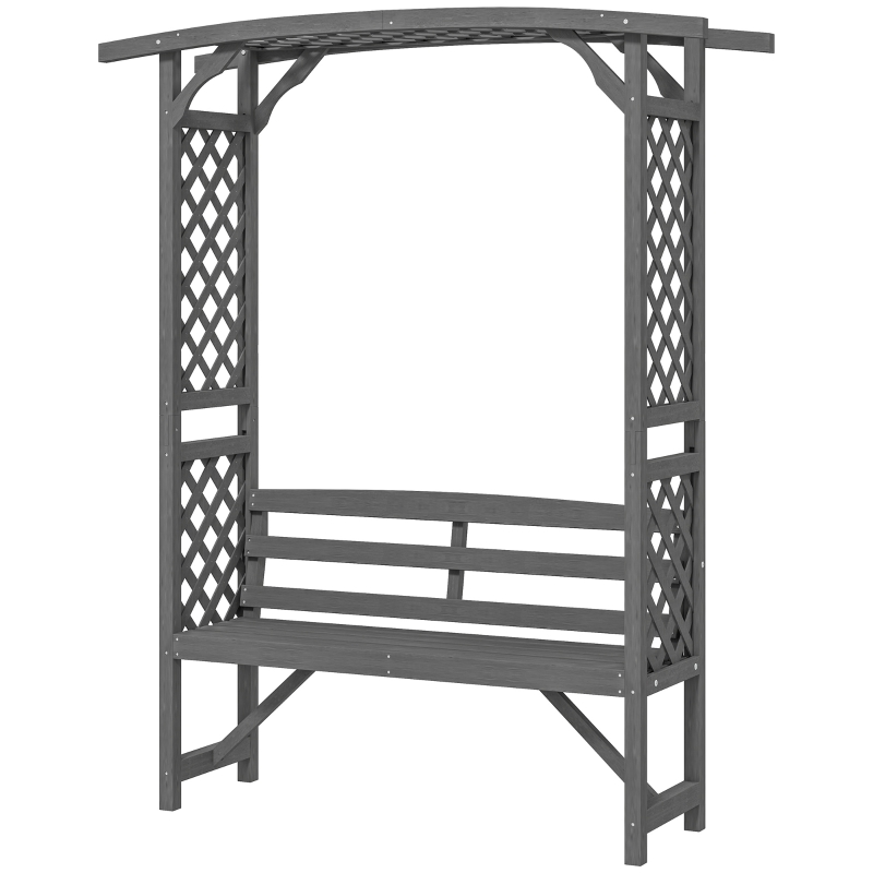 Best Garden Bench, Wooden Garden Arbour with Seat for Vines/Climbing Plants, Grey - Image 11