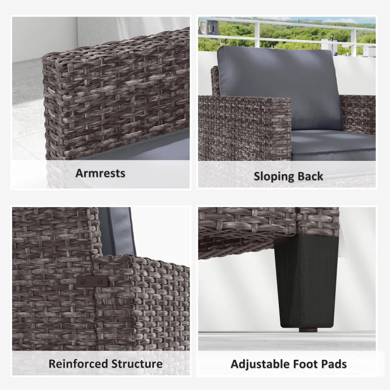 Best Single Rattan Armchair, with Cushions - Mixed Grey - Image 6