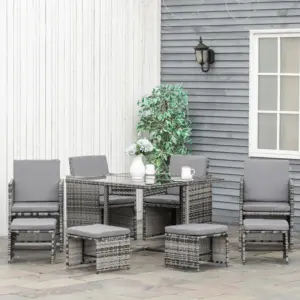 Best 8-Seater Rattan Furniture Set Wicker Weave Patio Dining Table Seat
