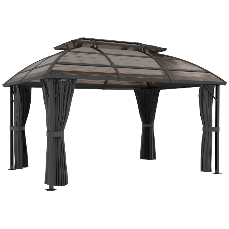 Best 4 x 3m Aluminium Frame Hard Gazebo, with Accessories - Brown