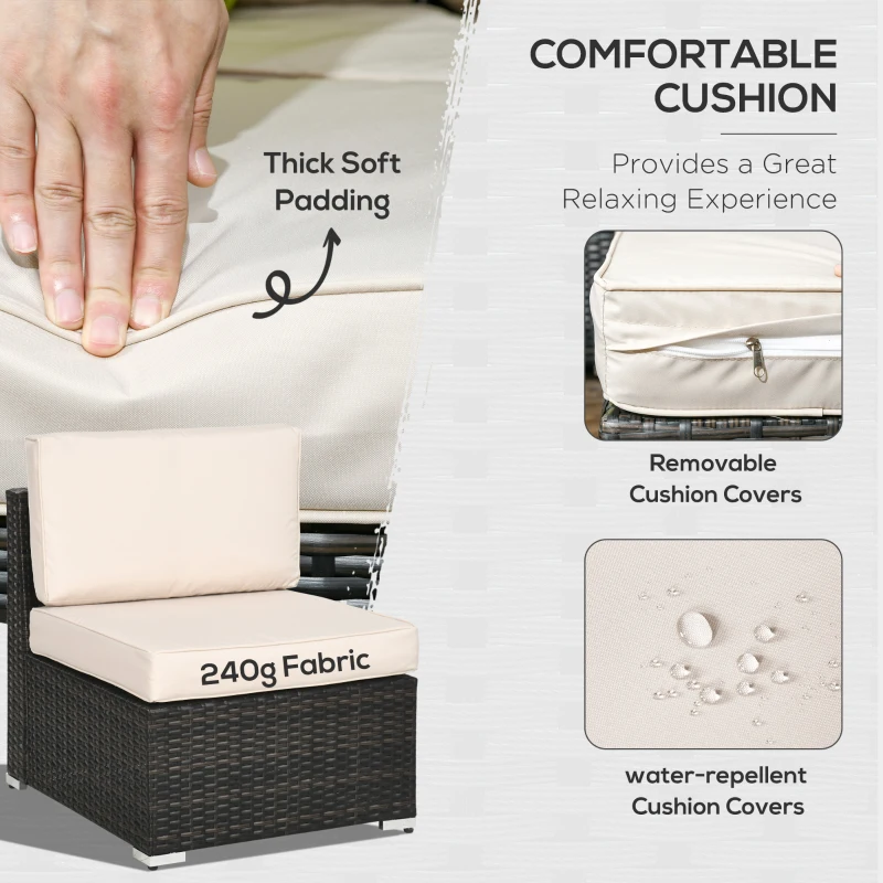 Best 7-Seater PE Rattan Corner Sofa Set, Garden Furniture Set, Patio Wicker Sofa Seater w/ Cushion, Washable Cushion Cover & Tempered Glass Table, Brown - Image 5