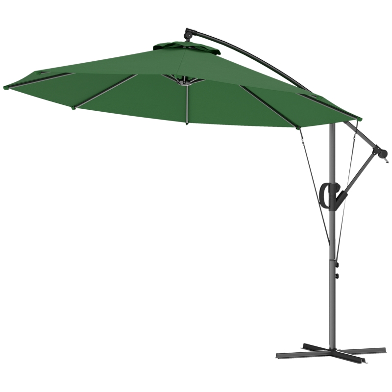 Best 3(m) Garden Cantilever Parasol with Cover and Wind Protection Strap, Round Overhanging Umbrella with Crank Handle and Tilt, Banana Patio Umbrella for Outdoor Sun Shade, UPF50+, Green - Image 11