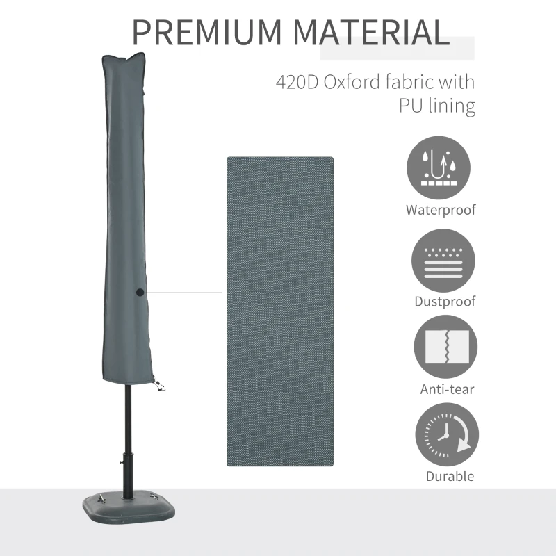 Best Parasol Cover, Cantilever Umbrella Cover, Banana Umbrella Cover with Zipper for Outdoor Garden, Patio, Grey - Image 4