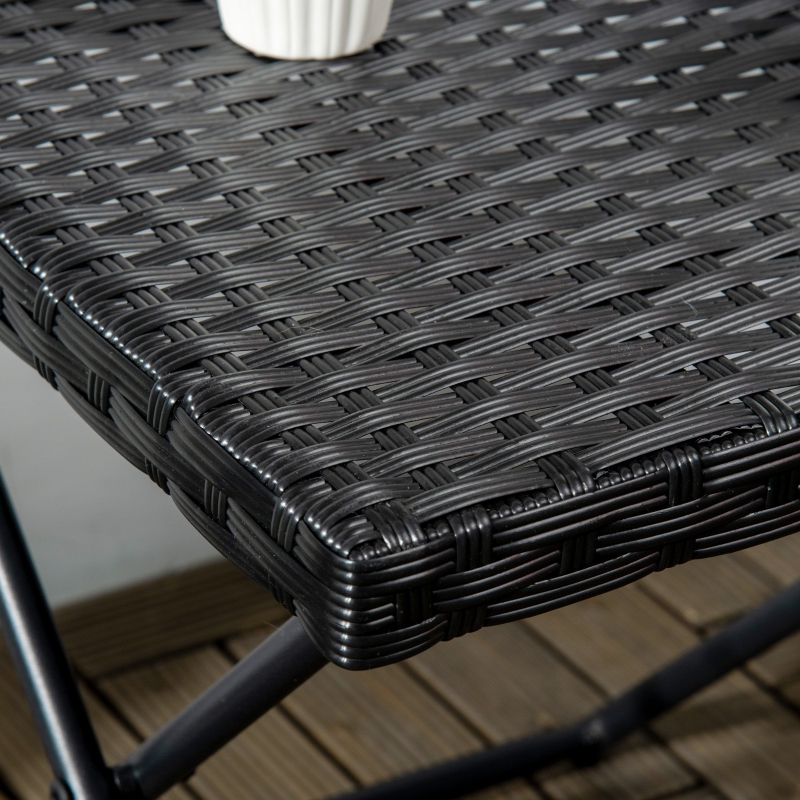 Best Square PE Wicker Rattan Folding Table - Black - Image 9