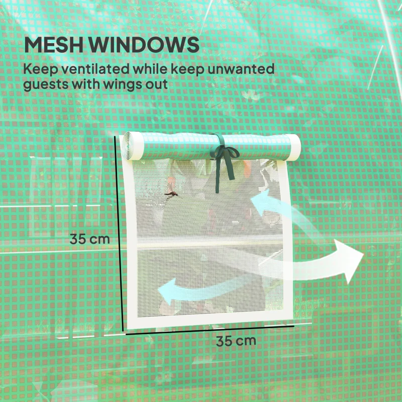Best 4 x 3(m) Polytunnel Greenhouse, with Windows and Doors - Green - Image 7