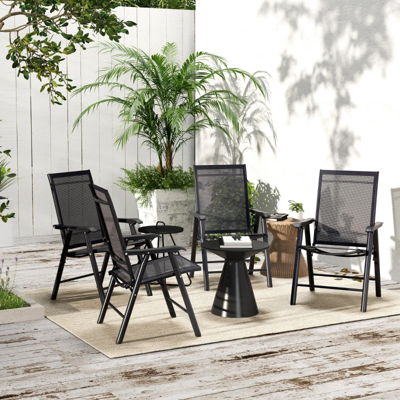 Best Set of Four Folding Garden Chairs - Black - Image 7