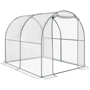 Best Walk-in Polytunnel Greenhouse with Roll-up Door Transparent Tunnel Greenhouse with Steel Frame and PVC Cover, 2.5 x 2m