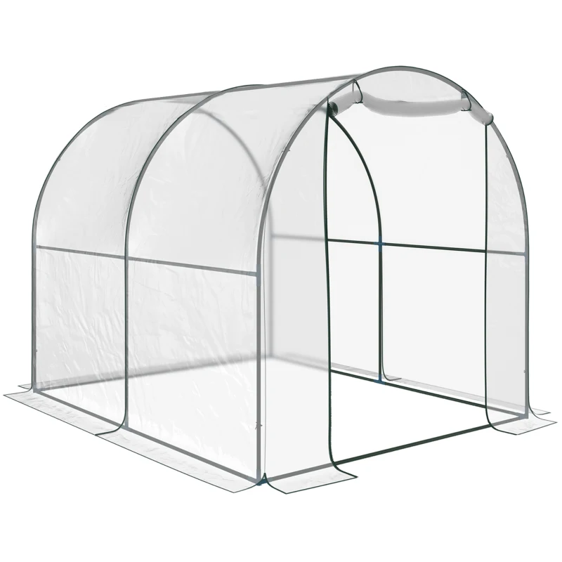 Best Walk-in Polytunnel Greenhouse with Roll-up Door Transparent Tunnel Greenhouse with Steel Frame and PVC Cover, 2.5 x 2m
