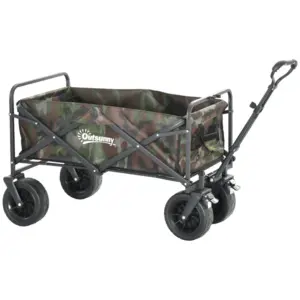 Best 95L Folding Steel Frame Garden Trolley, with Handle - Multicolour