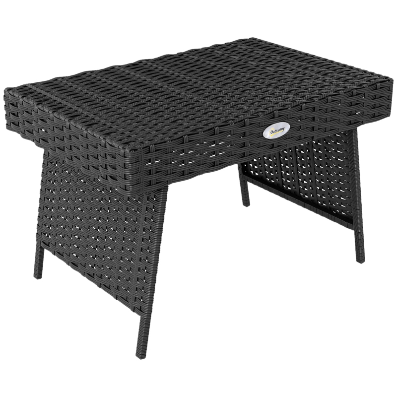 Best Foldable Outdoor Side Table, Rattan Garden Coffee Table with Steel Frame, Space Saving Bistro Garden Furniture for Patio, Balcony, 60 x 41 x 41 cm, Black - Image 11