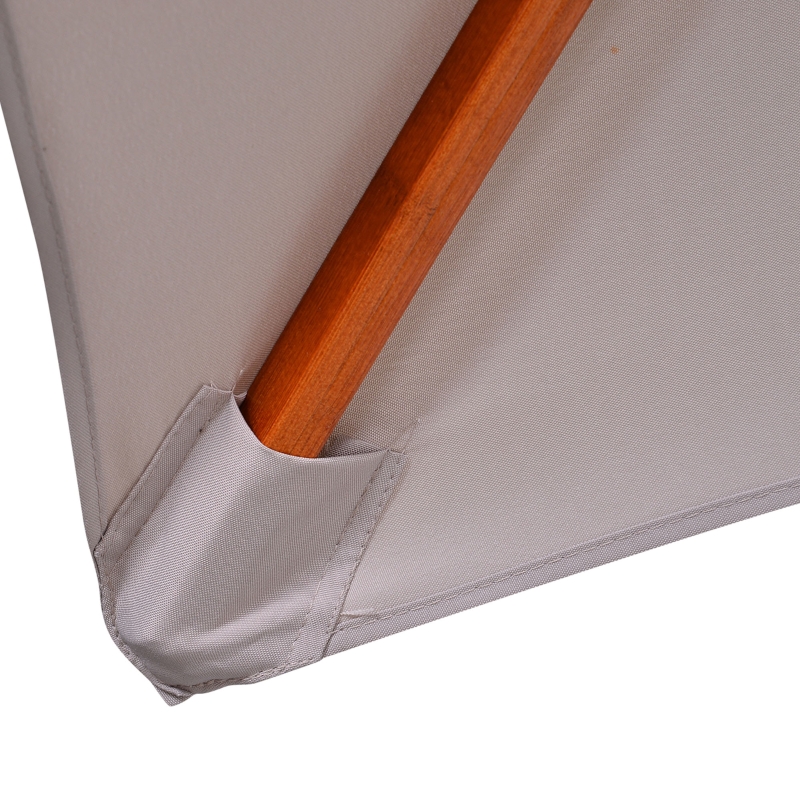 Best 3 x 3 (m) Garden Parasol Umbrella, Large Square Outdoor Patio Sunshade Canopy with Double Tier, 48 mm Wooden Pole, 8 Ribs for Balcony, Grey - Image 9