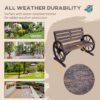 Best 2 Seater Garden Bench with Wooden Cart Wagon Wheel Rustic High Back Brown - Image 6
