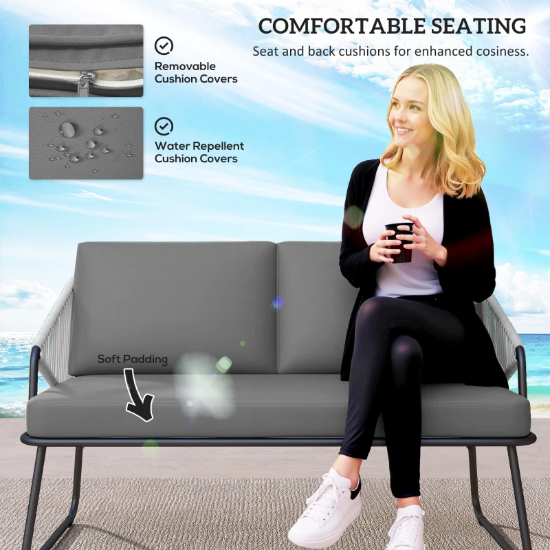 Best Four-Piece Rattan Strong Panel Outdoor Sofa Set - Grey - Image 6