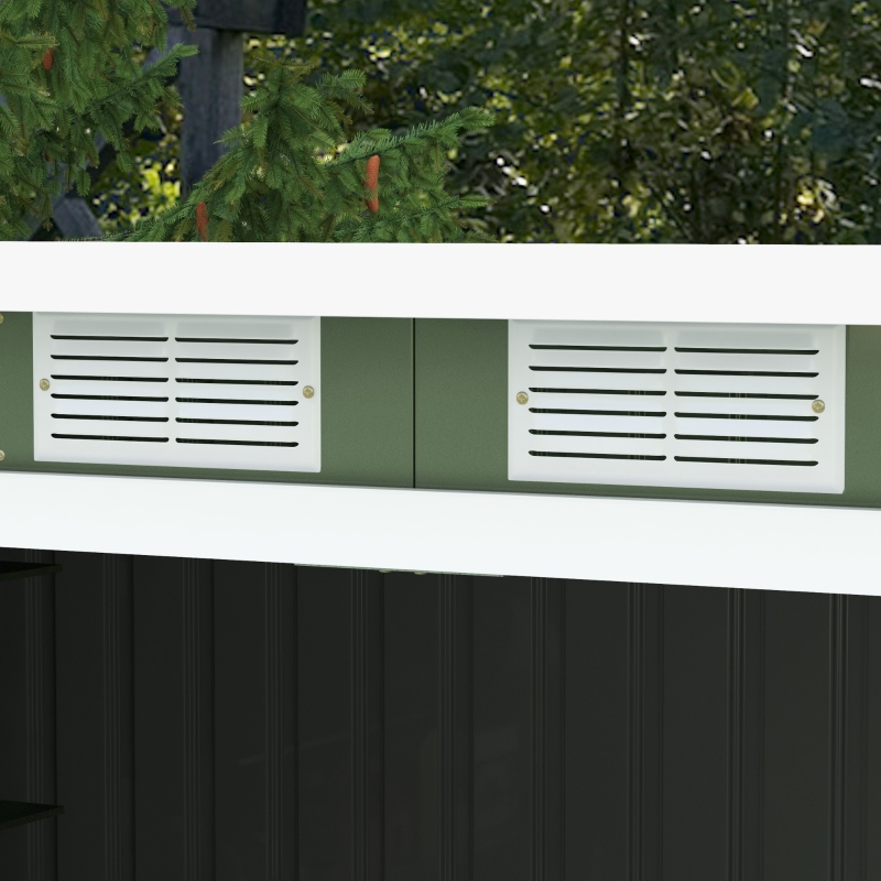 Best 9ft x 4ft Metal Garden Shed, Outdoor Tool House with Foundation Kit, Ventilations and Double Doors, Light Green - Image 9