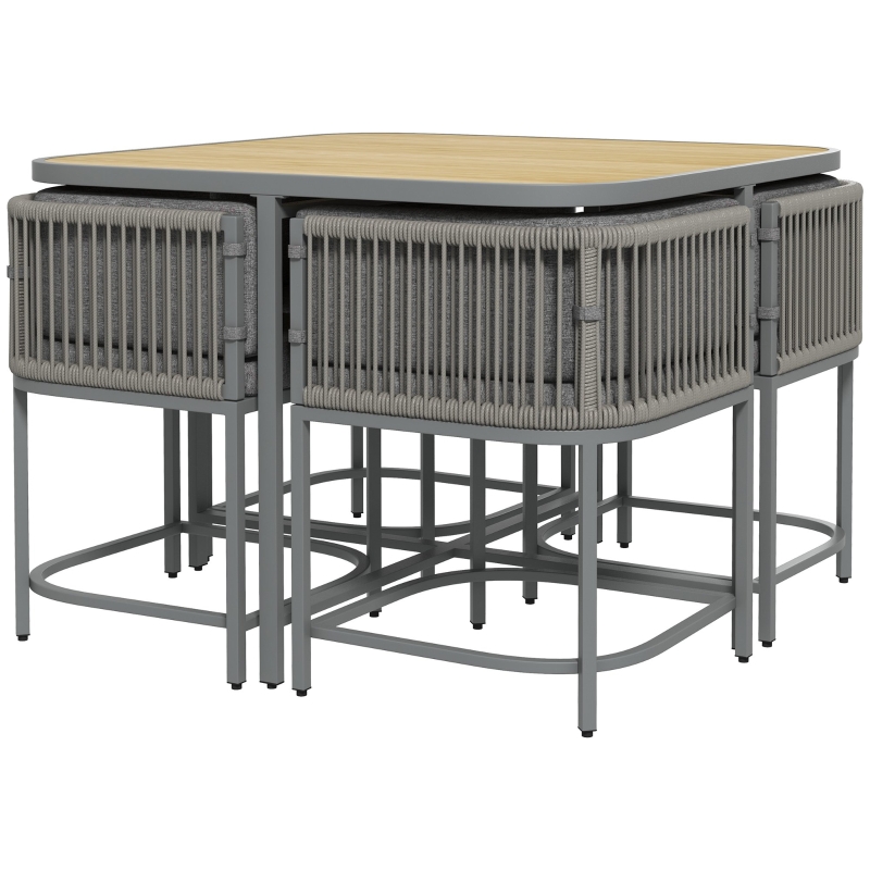 Best 4-Seater Rattan Cube Garden Furniture Set with Cushions - Grey - Image 11