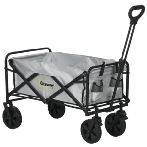 Best Folding Pull Along Cart Cargo Wagon Trolley with Telescopic Handle - Dark Grey